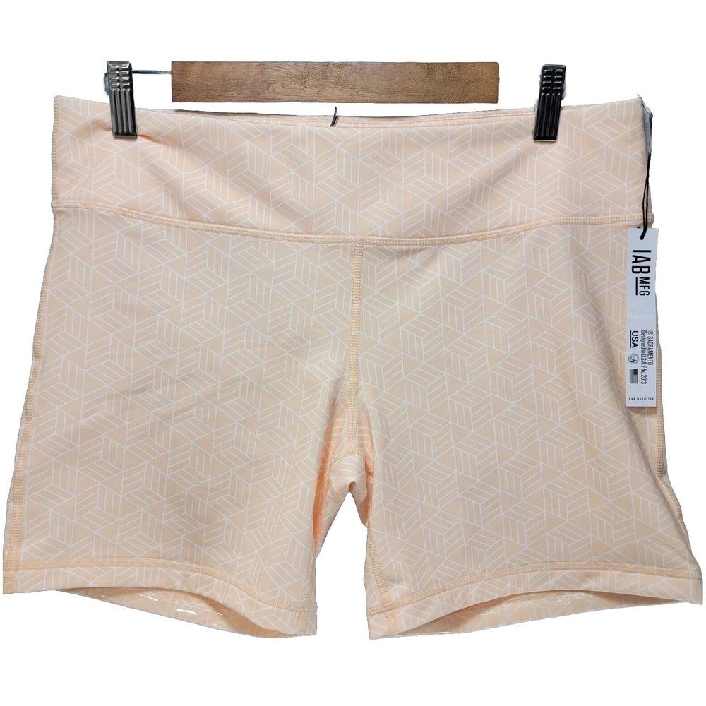 IAB Athletic Bike‎ Shorts Womens 12 XL Peach Geometric Performance Gym New